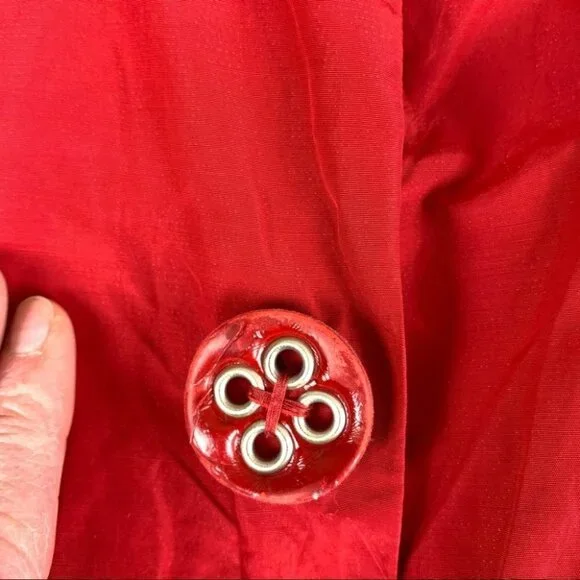 Riani Red Spring Coat with Ruffled Collar - Picture 4 of 14